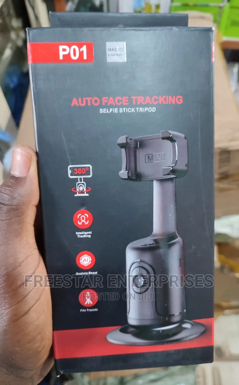 P01 Auto Face Tracking Selfie Stick Tripod Gimbal 360.