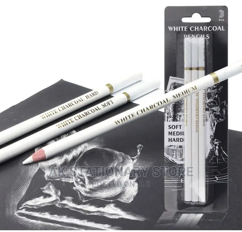 3pcs Professional White Charcoal Pencil