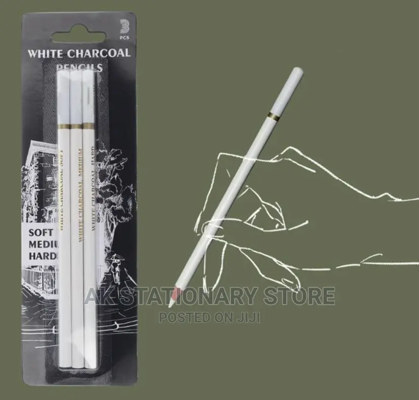 3pcs Professional White Charcoal Pencil