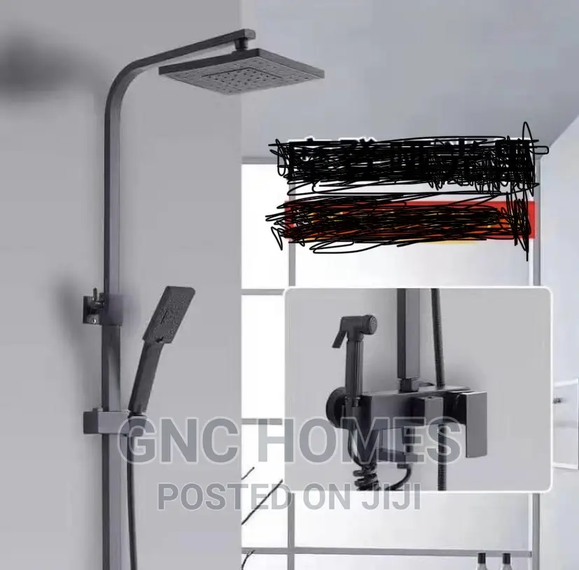 Square Standing Shower Black