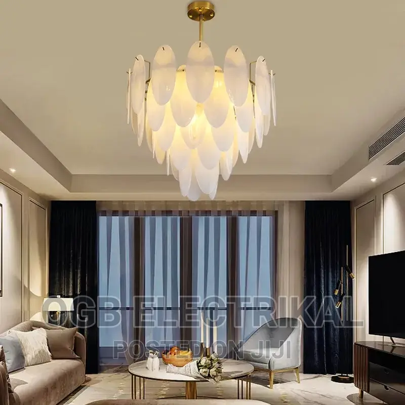 Modern LED Feather Glass Chandelier