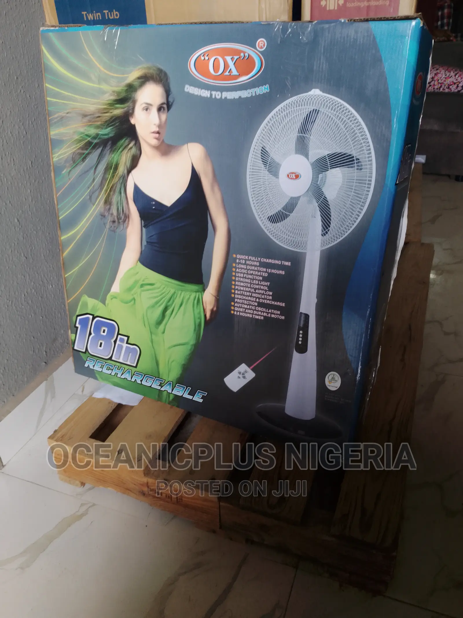 Brand New Ox 18-Inch Rechargeable Standing Fan - Lagos