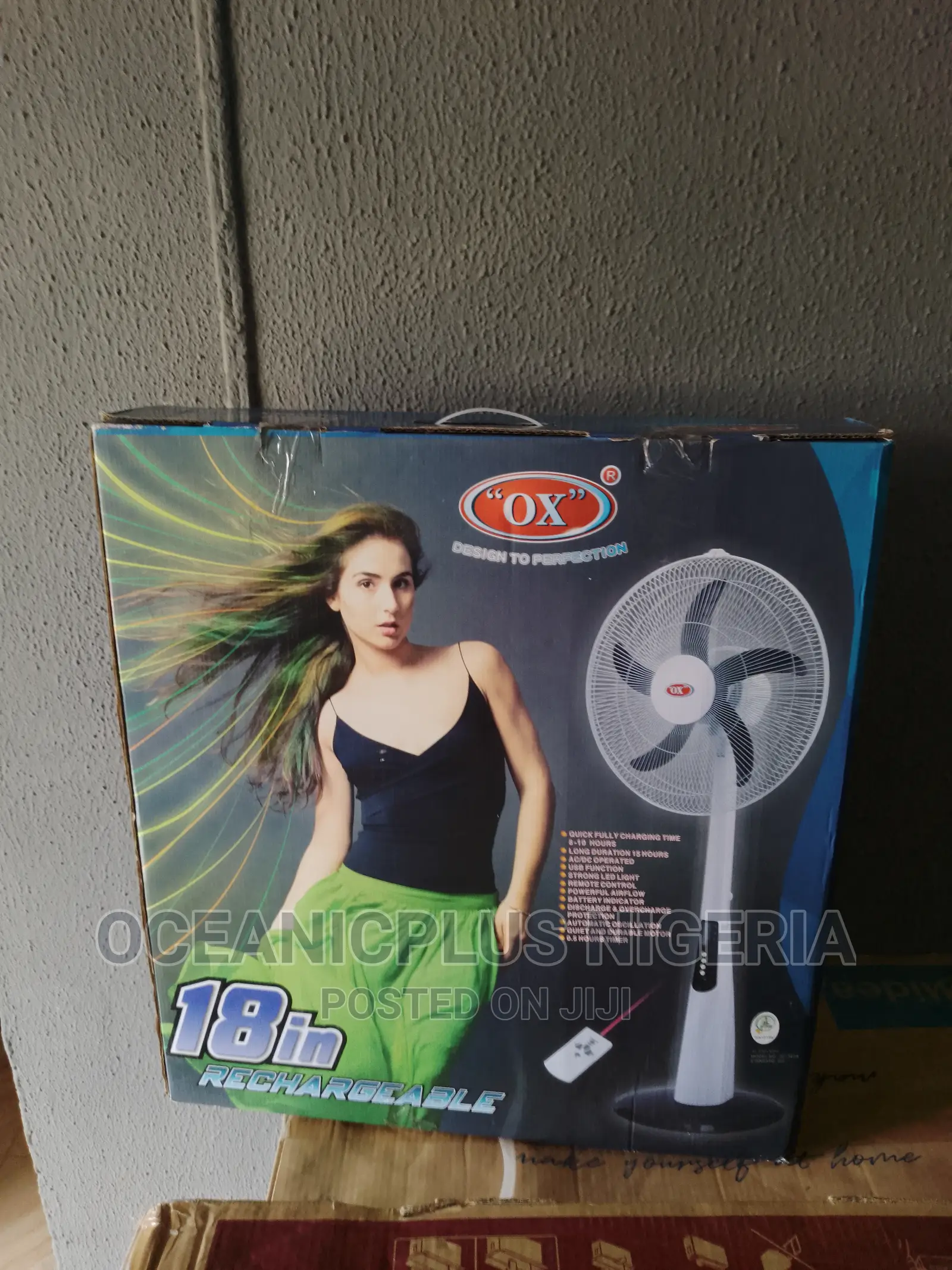 Eco Friendly Ox Ox 18inch Rechargeable Standing Fan