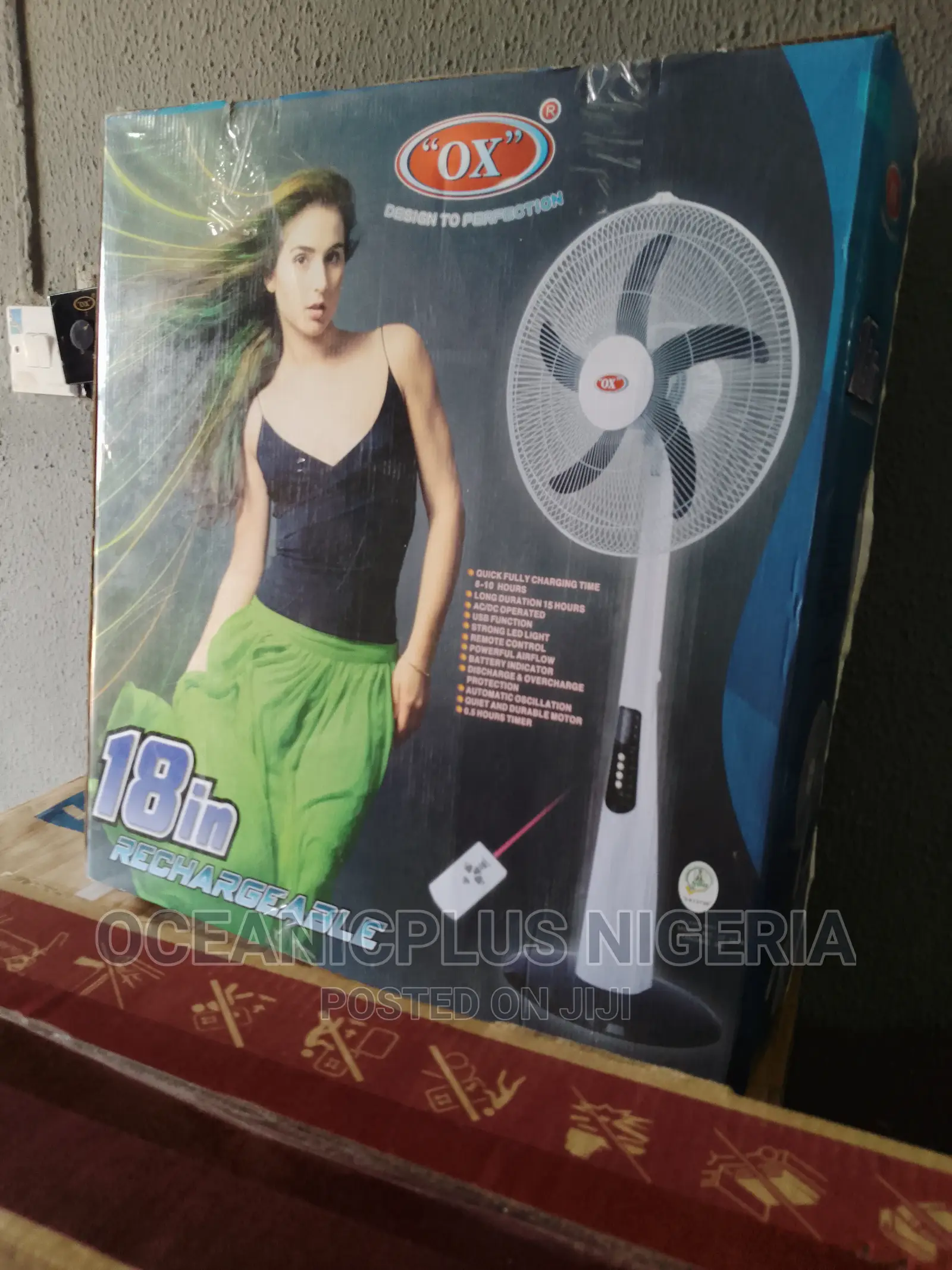 Affordable Ox 18-Inch Rechargeable Standing Fan - Lagos
