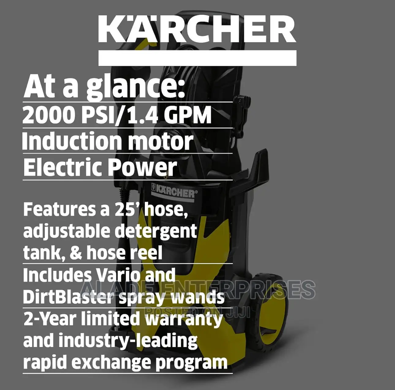 Premium 2000psi Electric Pressure Washer Induction Motor