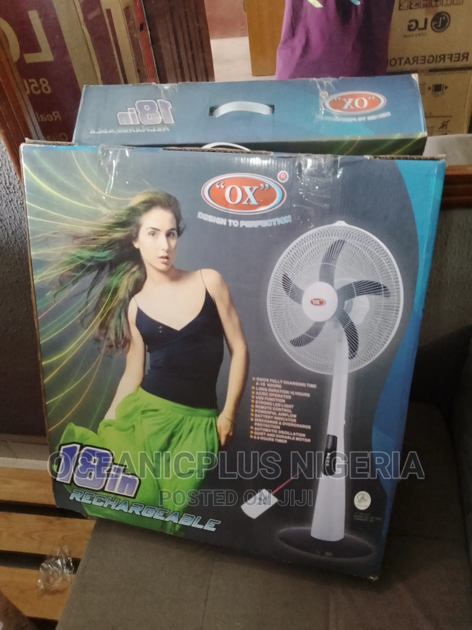 Eco Friendly 18-Ox Standing Rechargeable Fan {Led Light}