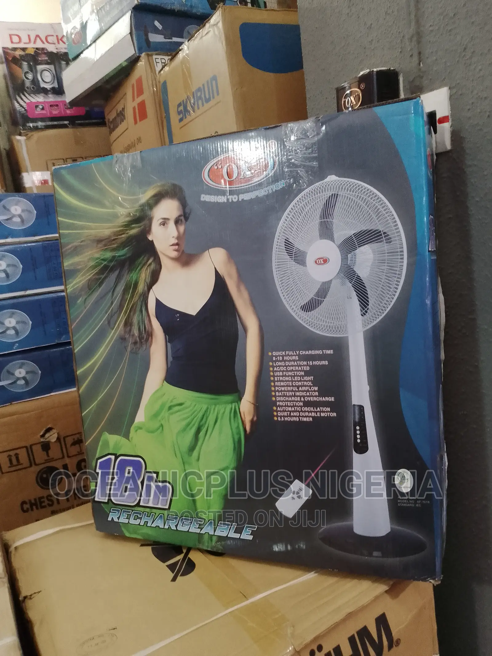Newly Ox-18 Rechargeable Standing Fan | USB Function