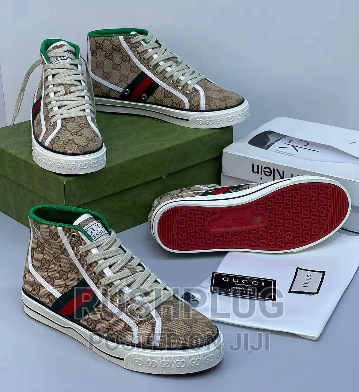 High Top GG Beige Sneakers