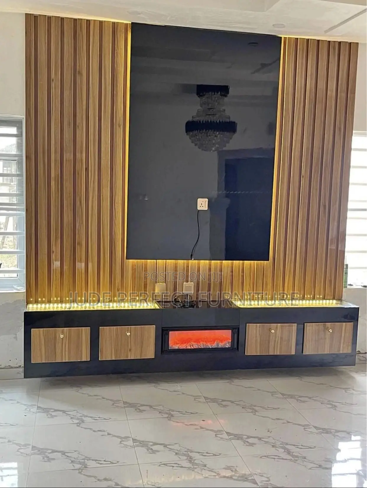 Quality Tv Console With Fire Frame