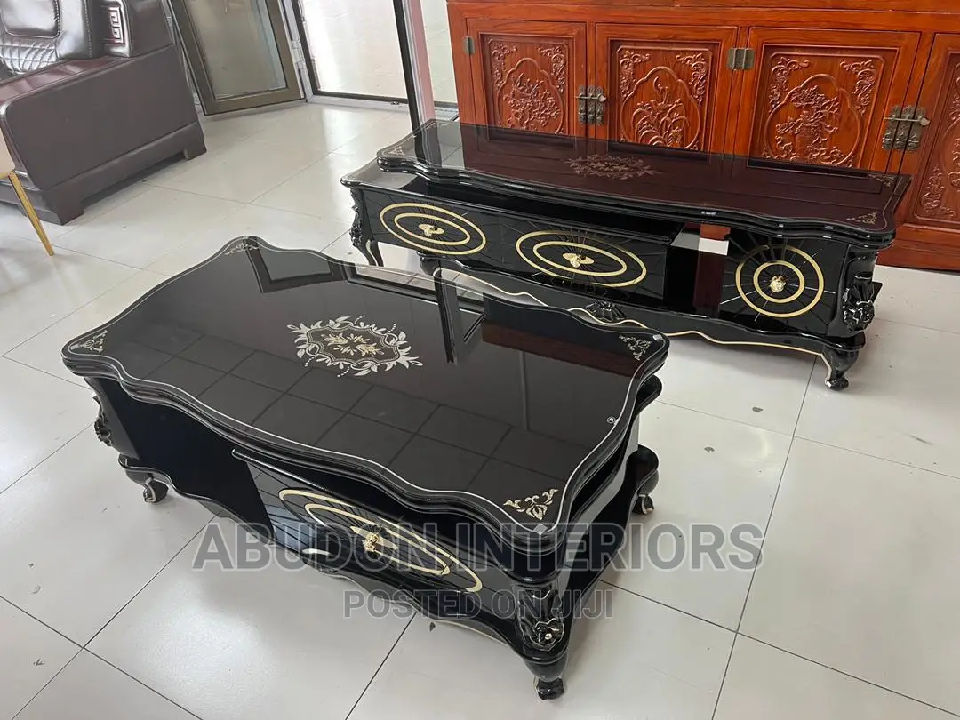 Black Marble 1.6m Tv Stand And Table