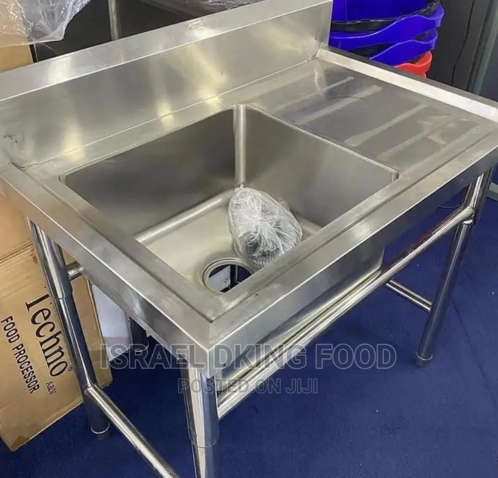 Foreign Industrial Stainless Single Bowl Sink With Side