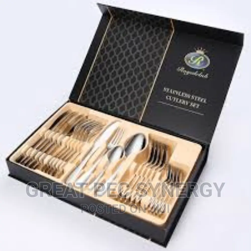 Box Cutlery Set (24 Pcs) Gold and Rainbow