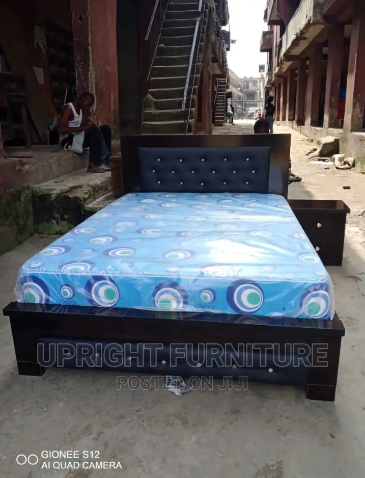 Padded Bedframe 4 and Half by 6 With Side Drawer