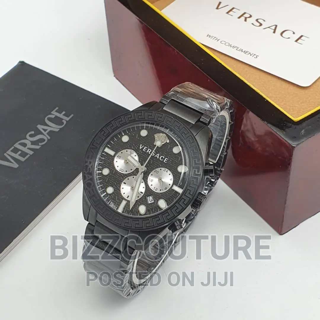 Original VERSACE Black Chain Watch Available in Store