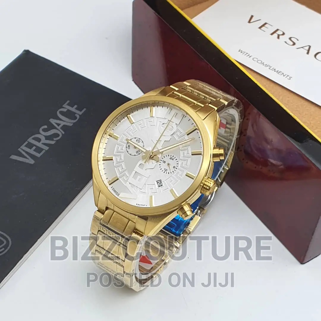 Original VERSACE Gold Steel Chain Watch Available in Store