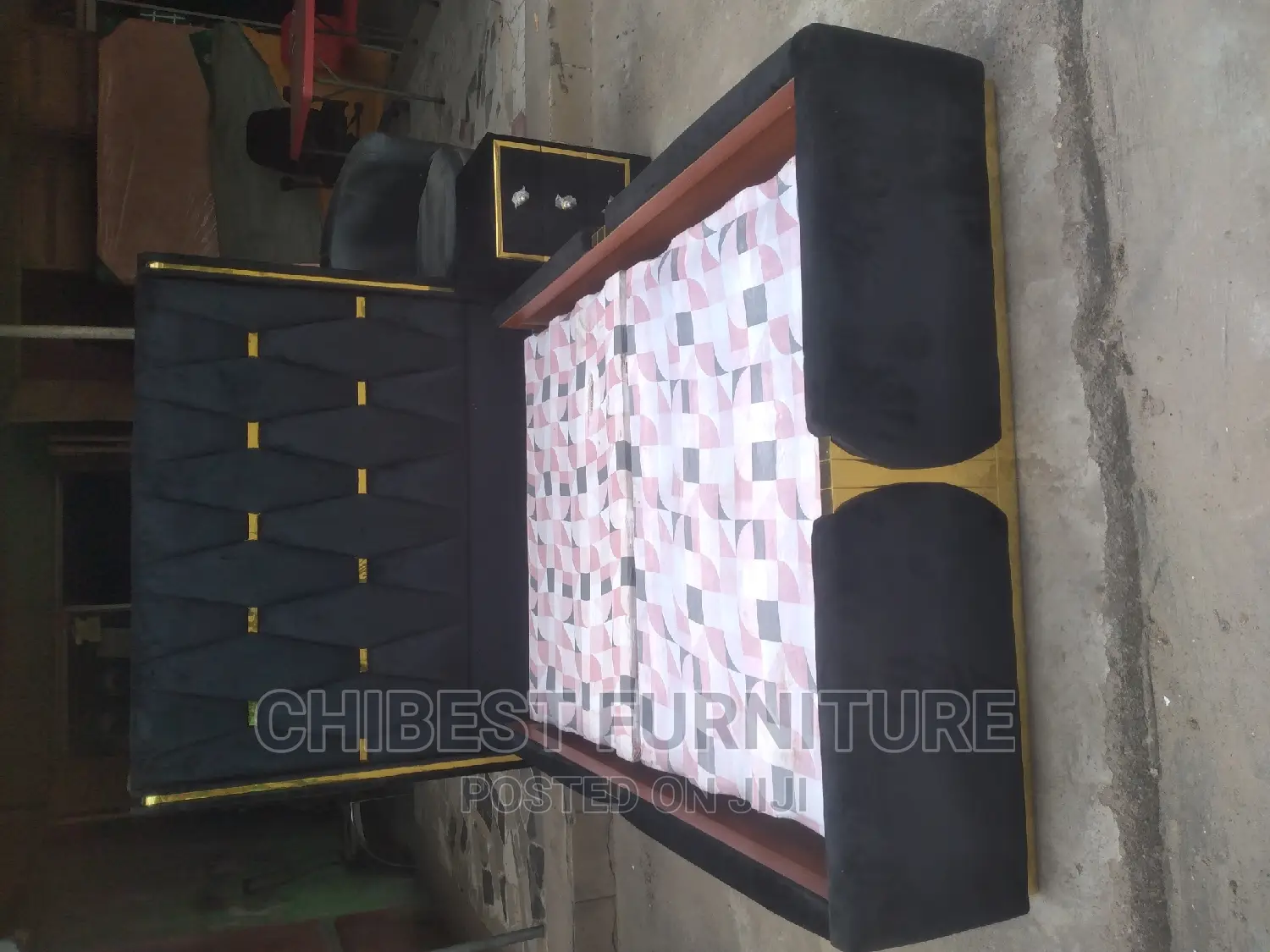 Quality 4.5by6 Upholstery Padded Bed Frame With One Bed Side
