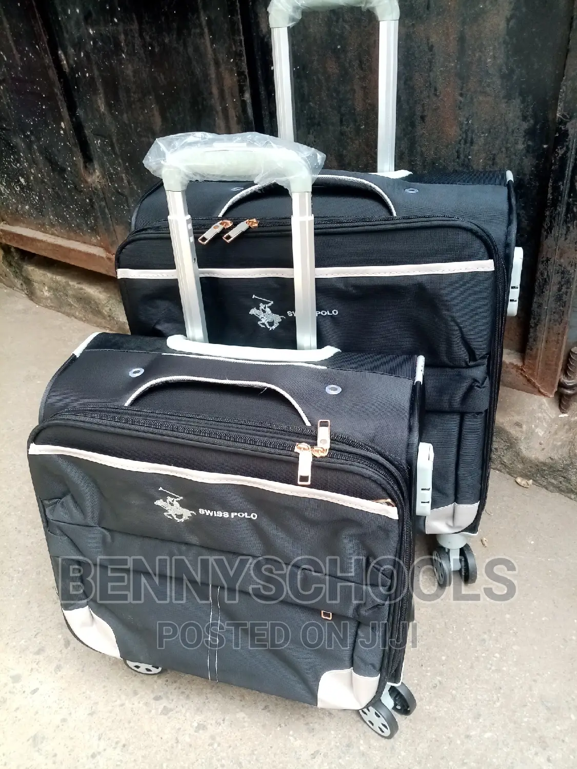 Set of 2 Black Swiss Polo Pilot Traveling Luggage Boxes