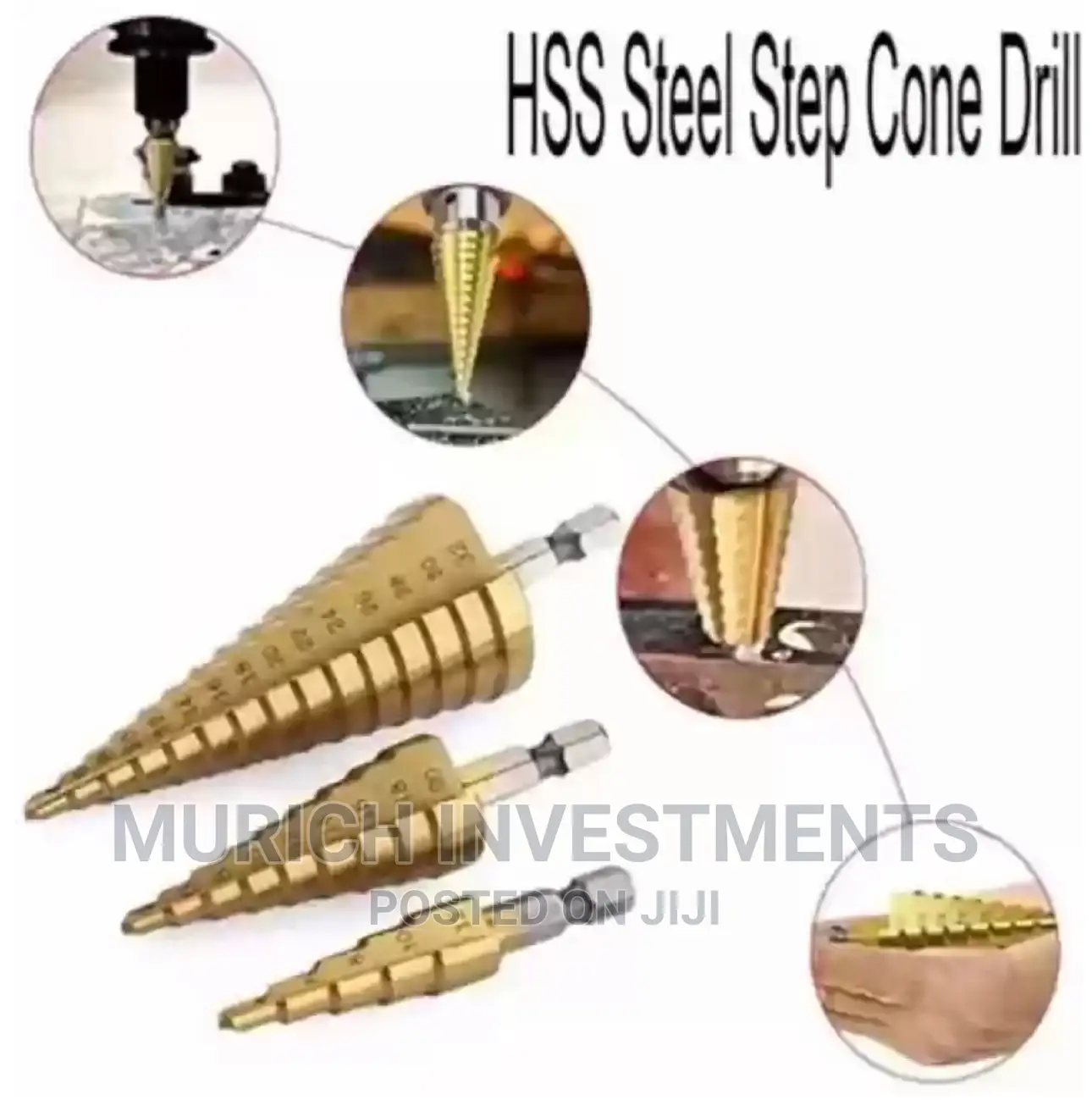 4-32mm HSS Hex Shank Titanium Coated Stepped Cone Drill Bits