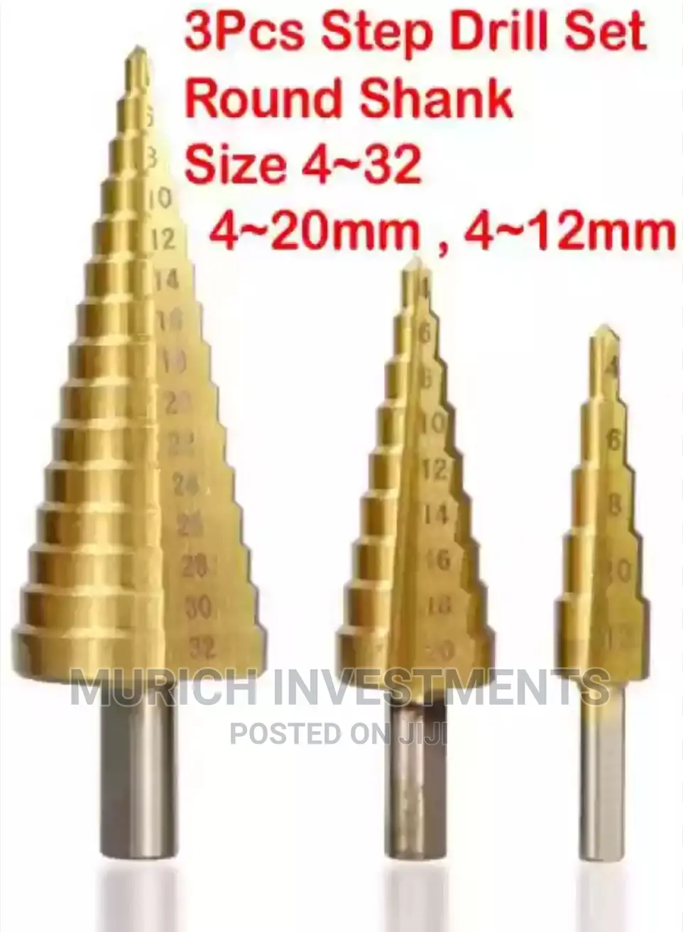 4-32mm HSS Hex Shank Titanium Coated Stepped Cone Drill Bits