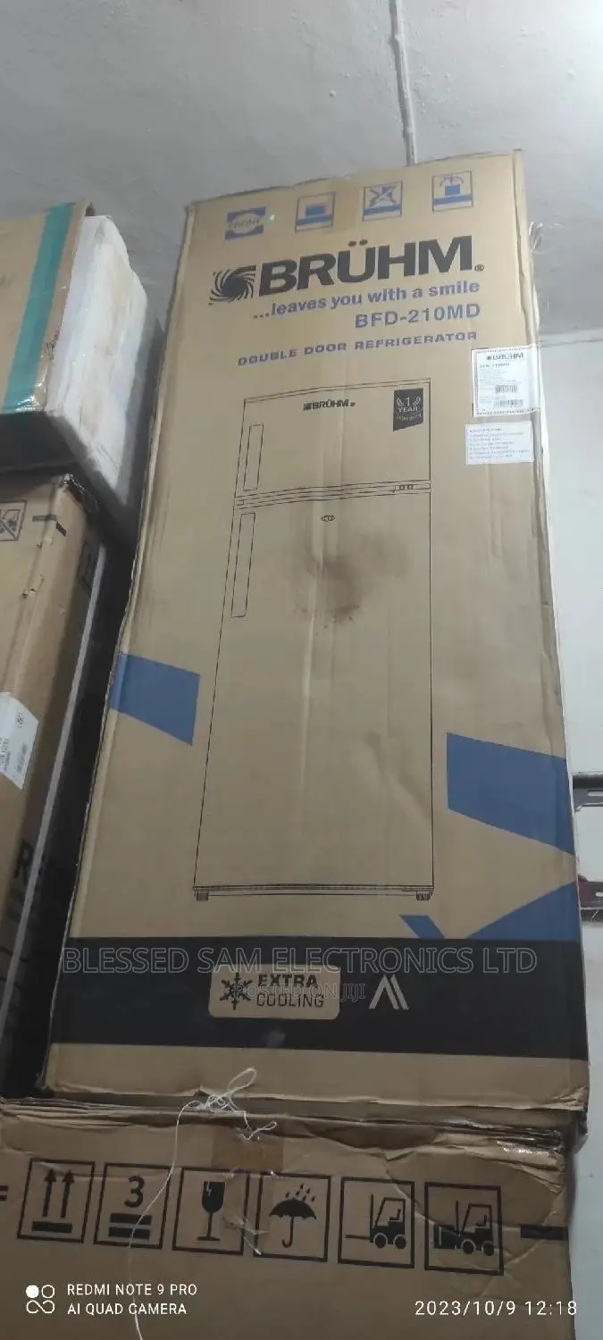 New One Bruhm Fridge Two Door 205-l>Fast Freezing Ice Maker