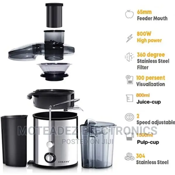 Sokany 800w Multipurpose Electric Juice Extractor/Juicer
