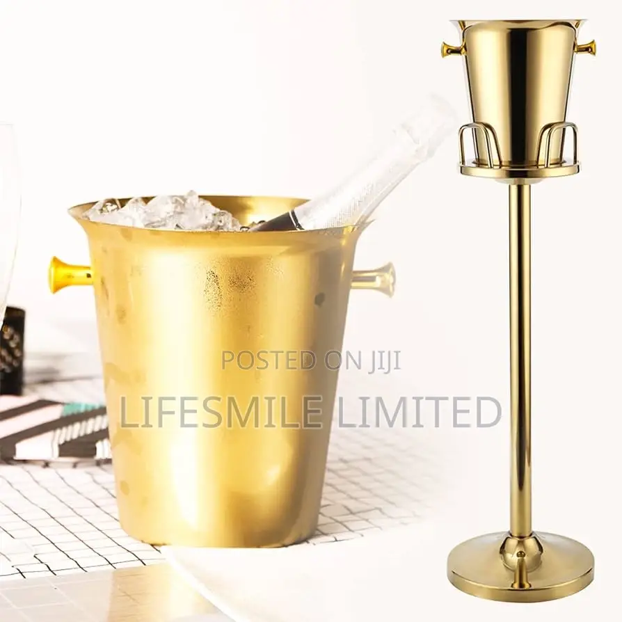 Gold Wine Bucket Stand and Stand