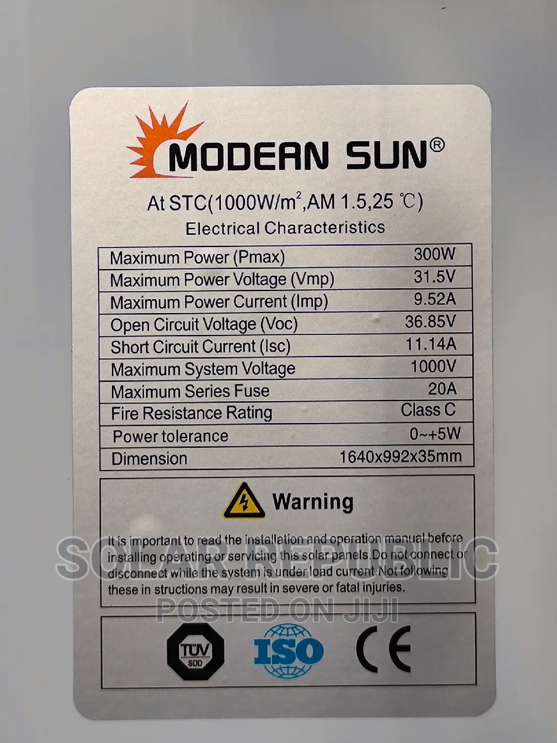 300W Mono Solar Panel
