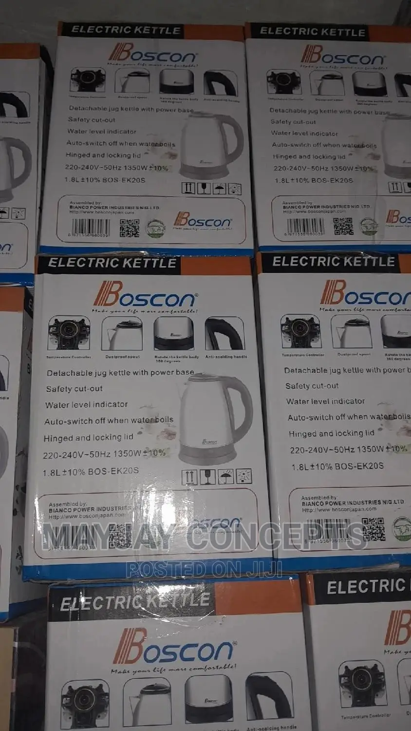Boscon Electric Stainless Jug/Kettle - 1.8litres - 1350watts