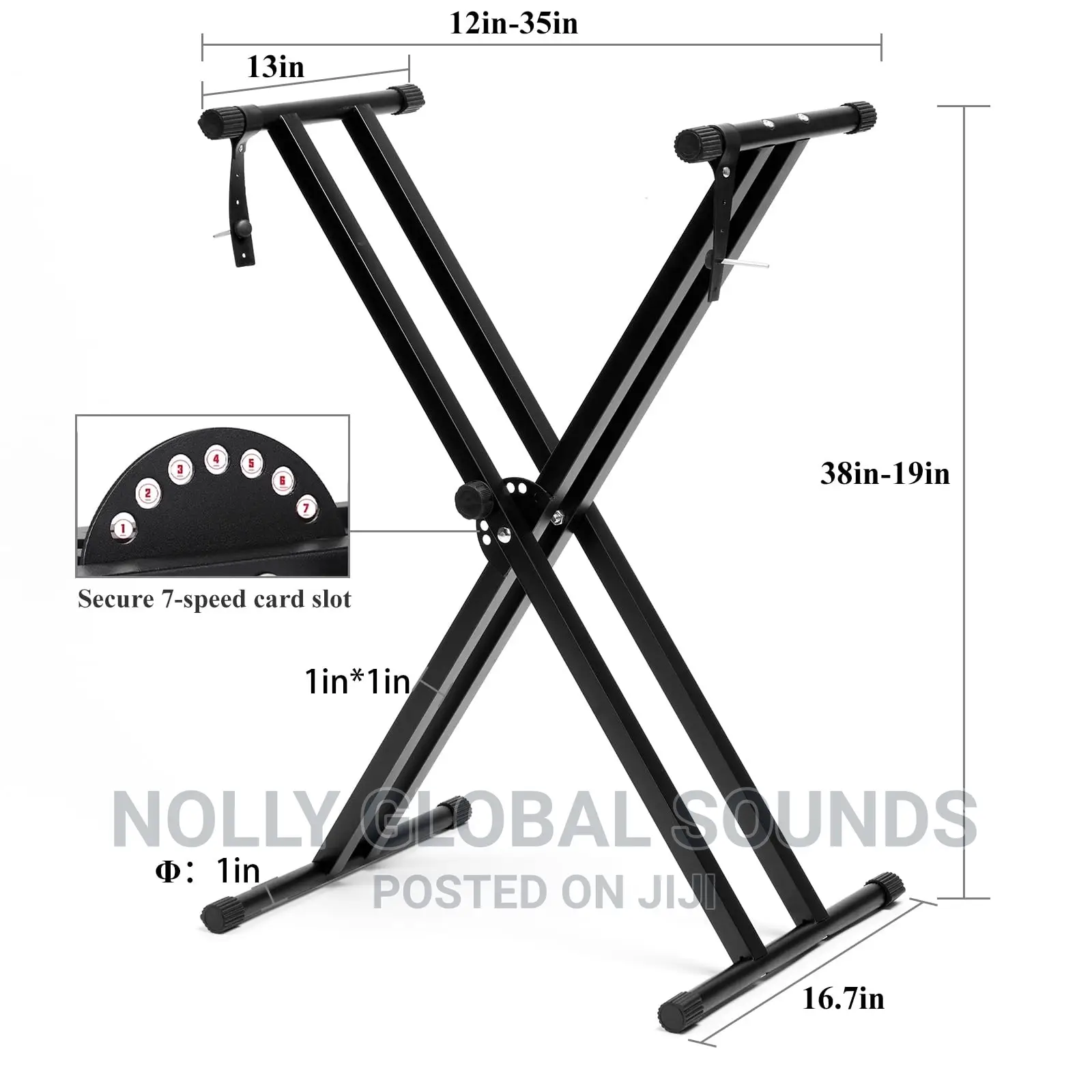 Keyboard / Piano Stand Double X-Style, Adjustable Strap