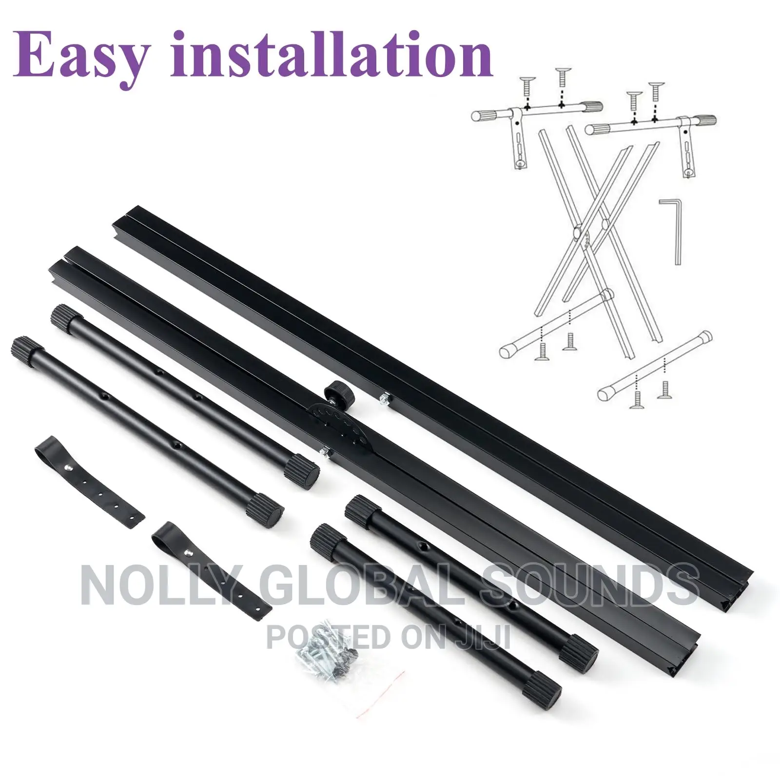 Keyboard / Piano Stand Double X-Style, Adjustable Strap