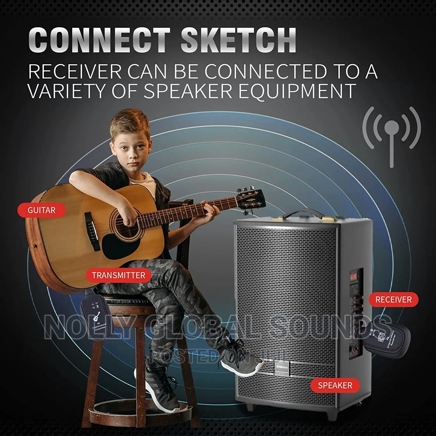 Wireless VHF Audio Guitar Transmitter Receiver,Rechargeable