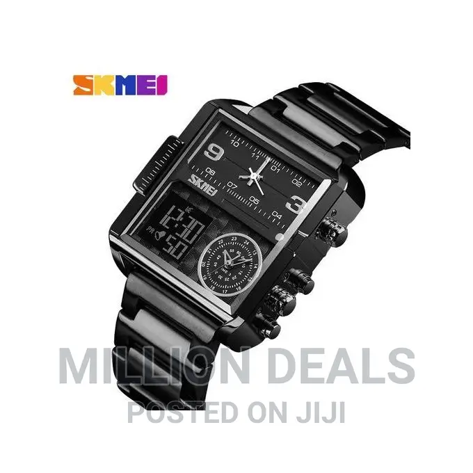Square Unique Black Men's Waterproof Wrist Watch