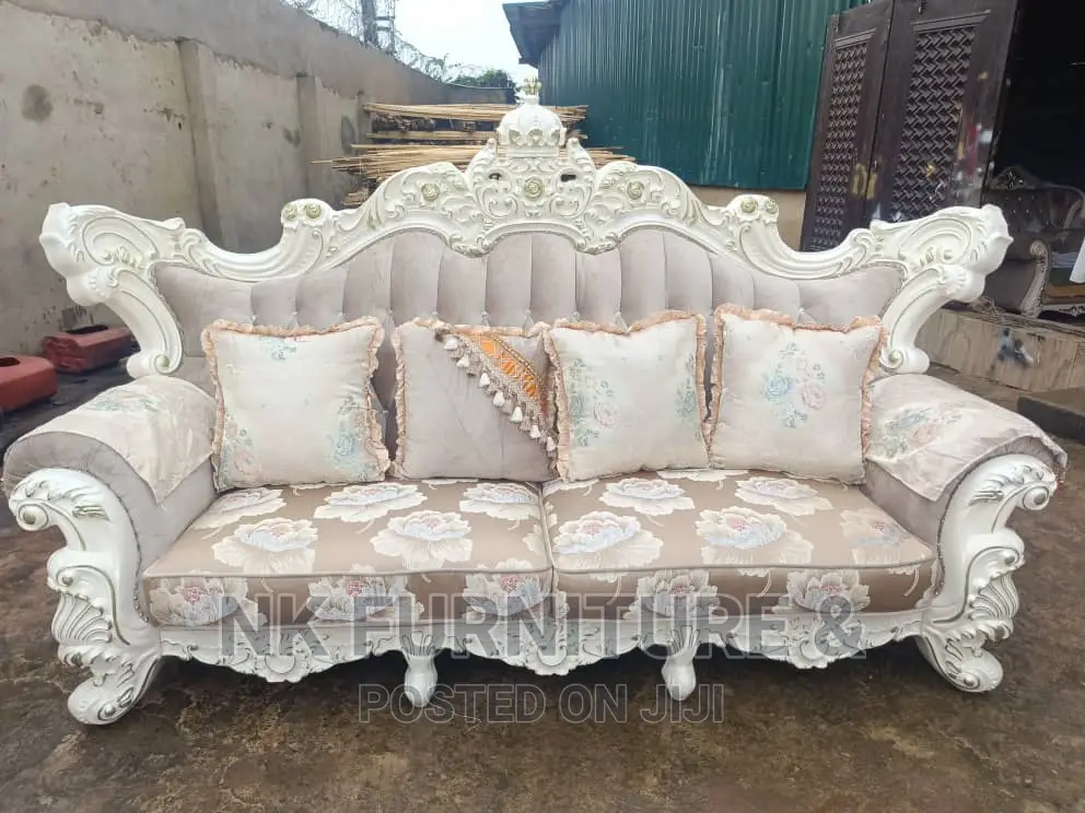 Luxury 7 Seater Living Room Fabric Made Royal Chair