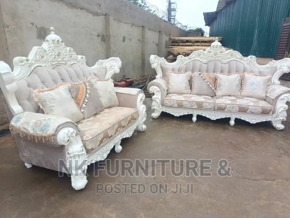 Luxury 7 Seater Living Room Fabric Made Royal Chair
