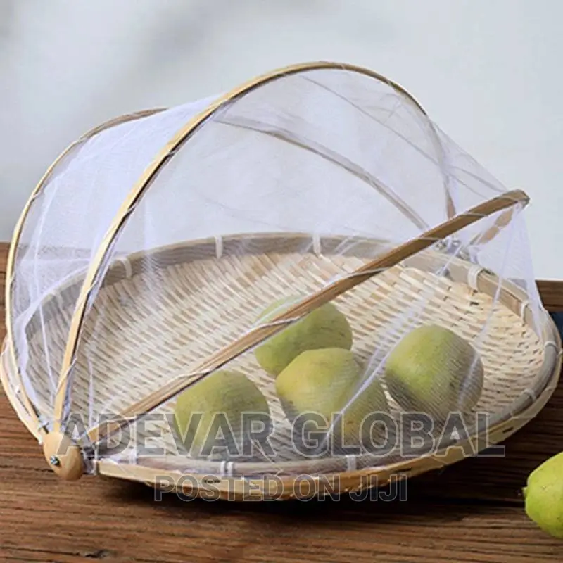 Bamboo Woven Fruit Vegetable Basket With Mosquito Bug Proof