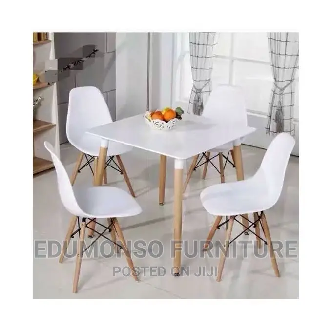 Stylish Dining Table and 4 Chair Set (White)