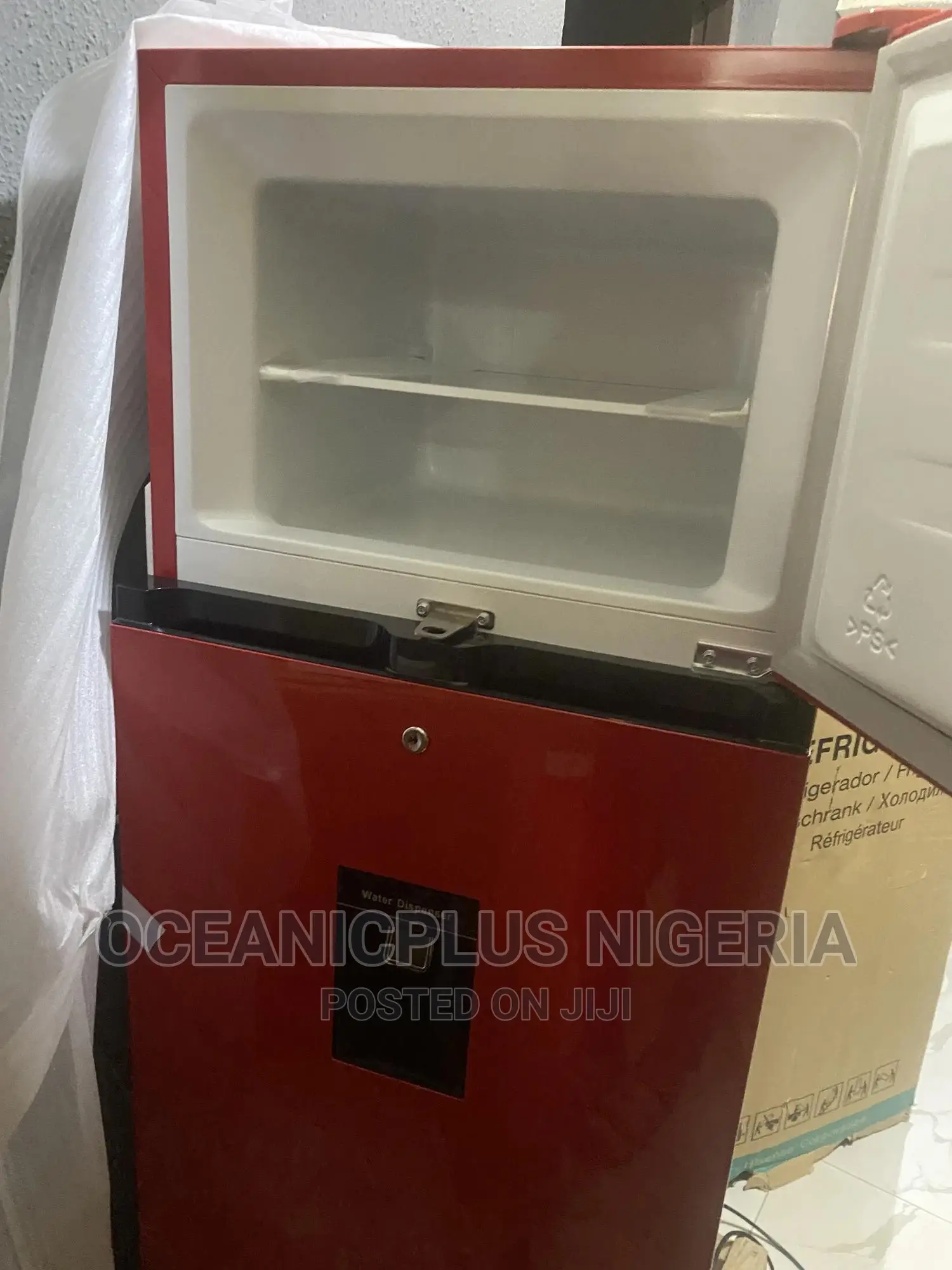 RED Hisense Top Mount Defrost Refrigerator With Dispenser
