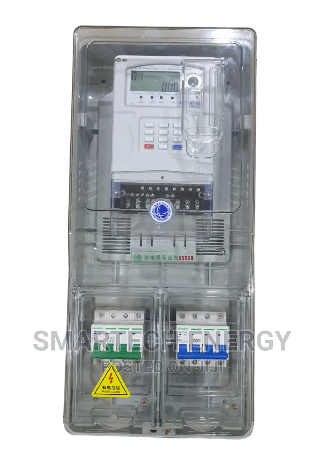 3 Phase Transparent Meter Box With 2 Breaker Slot