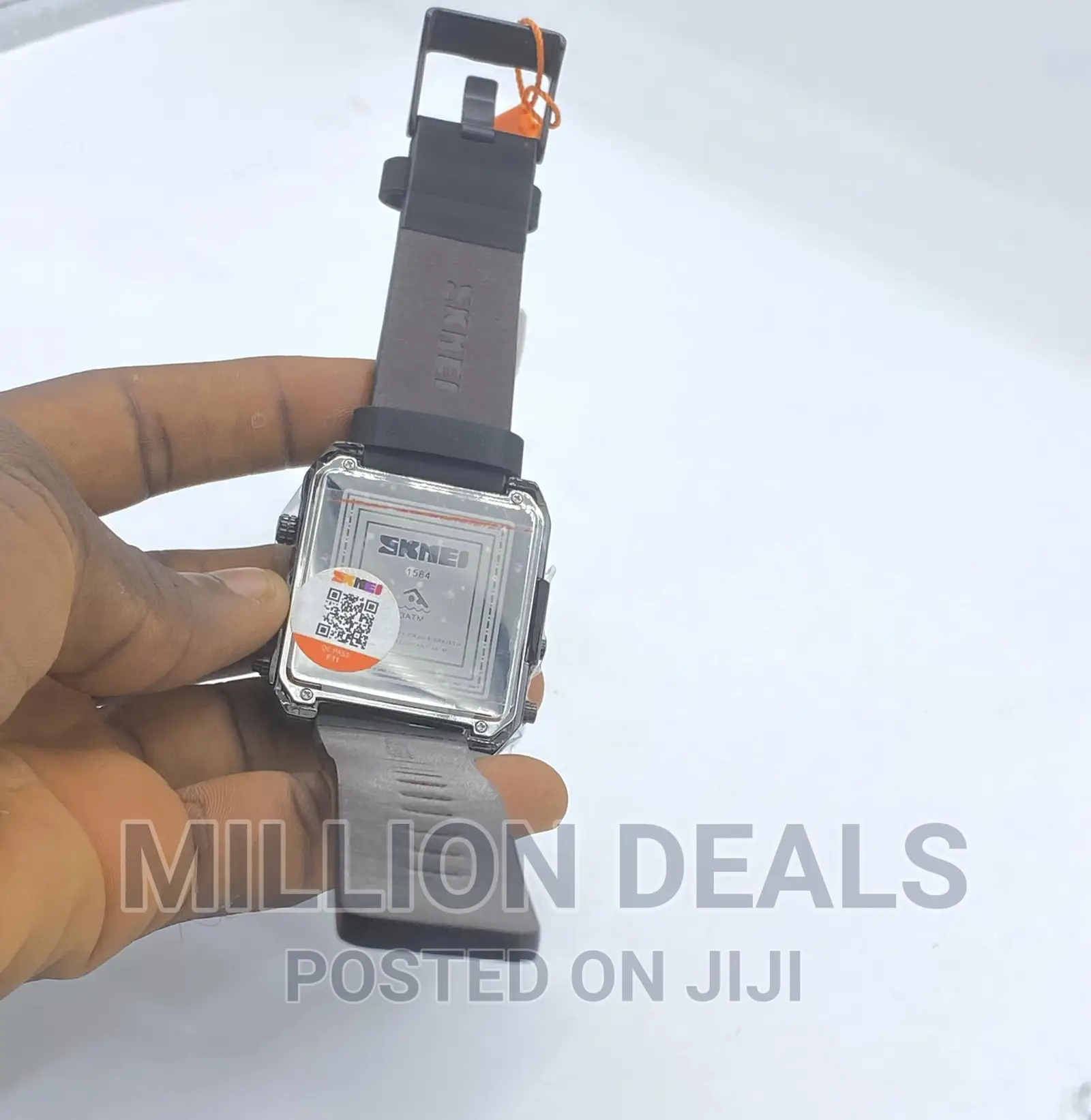 All Black Leather Strap Unique Men's Wrist Watch