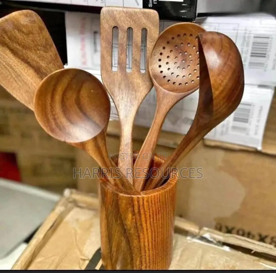 Wooden Cooking Spoons With a Holder