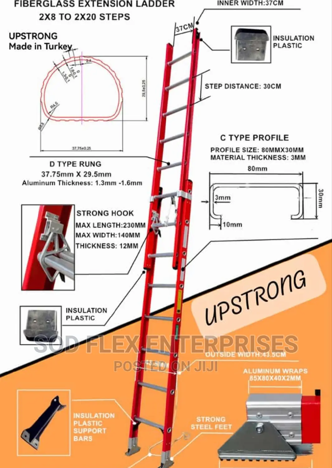 8x2 Fiberglass Ladder
