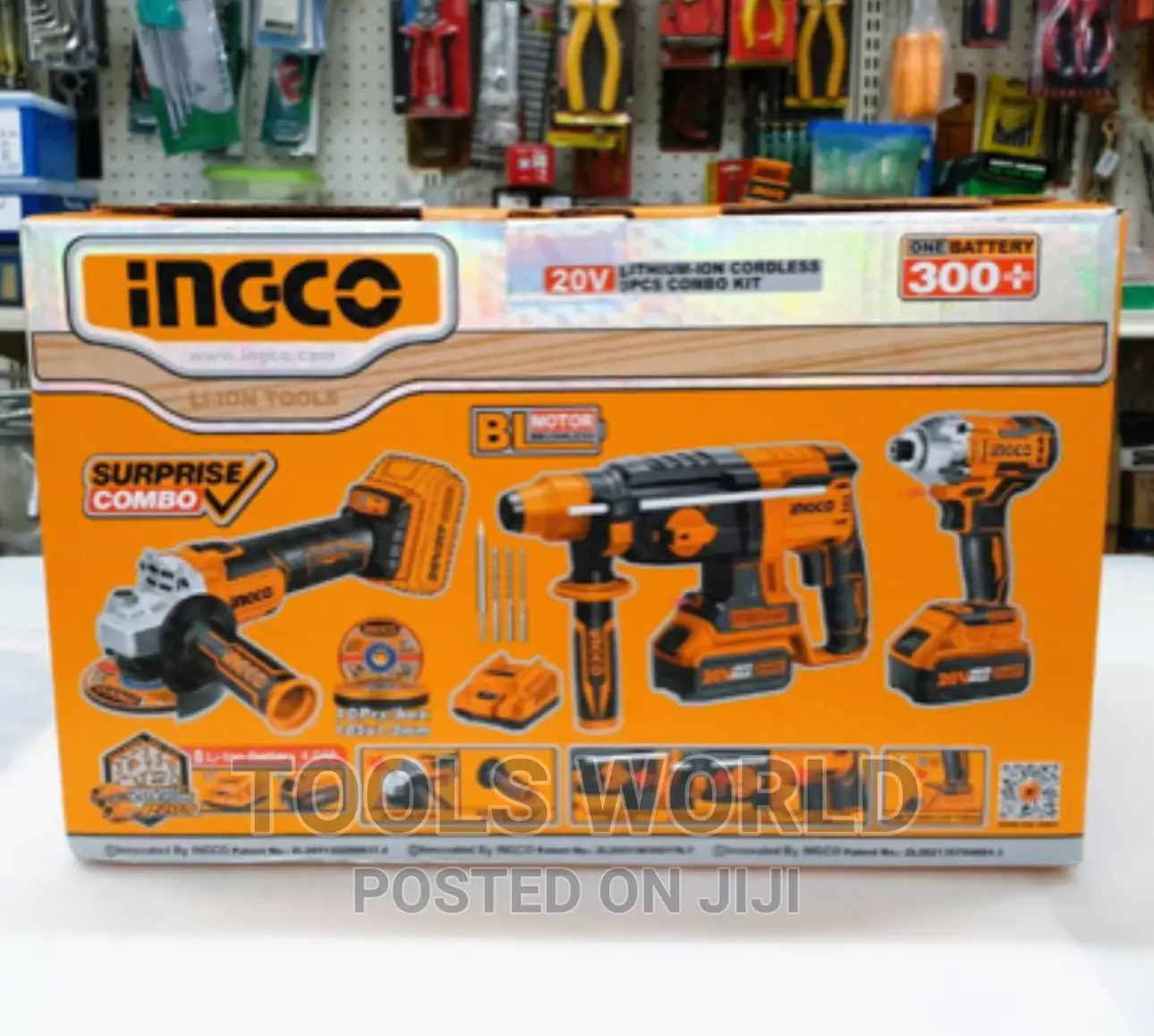 Ingco 20v Cordless 3 Piece 2 X 4.0ah 2 Combo Kit Ingco