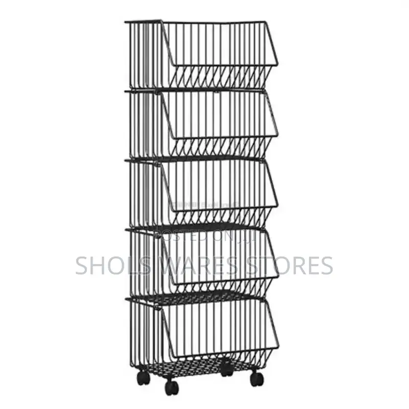 5-Layer Vegetable Rack Trolley | 5 Floors Stackable Shelves