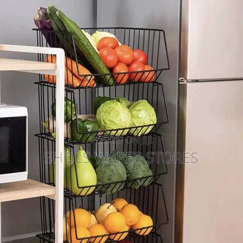 5-Layer Vegetable Rack Trolley | 5 Floors Stackable Shelves