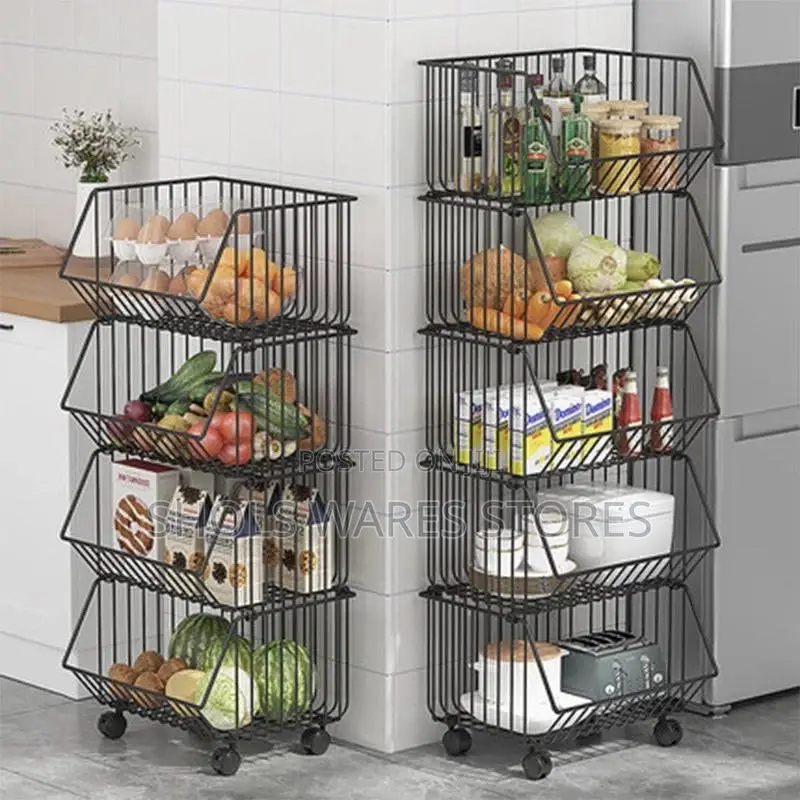 5-Layer Vegetable Rack Trolley | 5 Floors Stackable Shelves