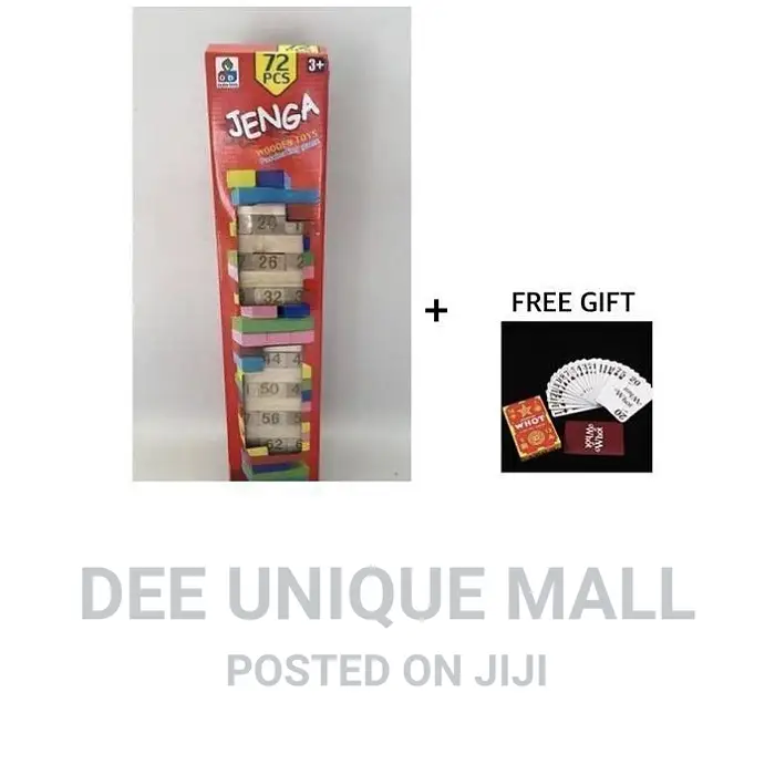 Jenga Wooden Game- 72 PCS (Big Size) + Free Whot