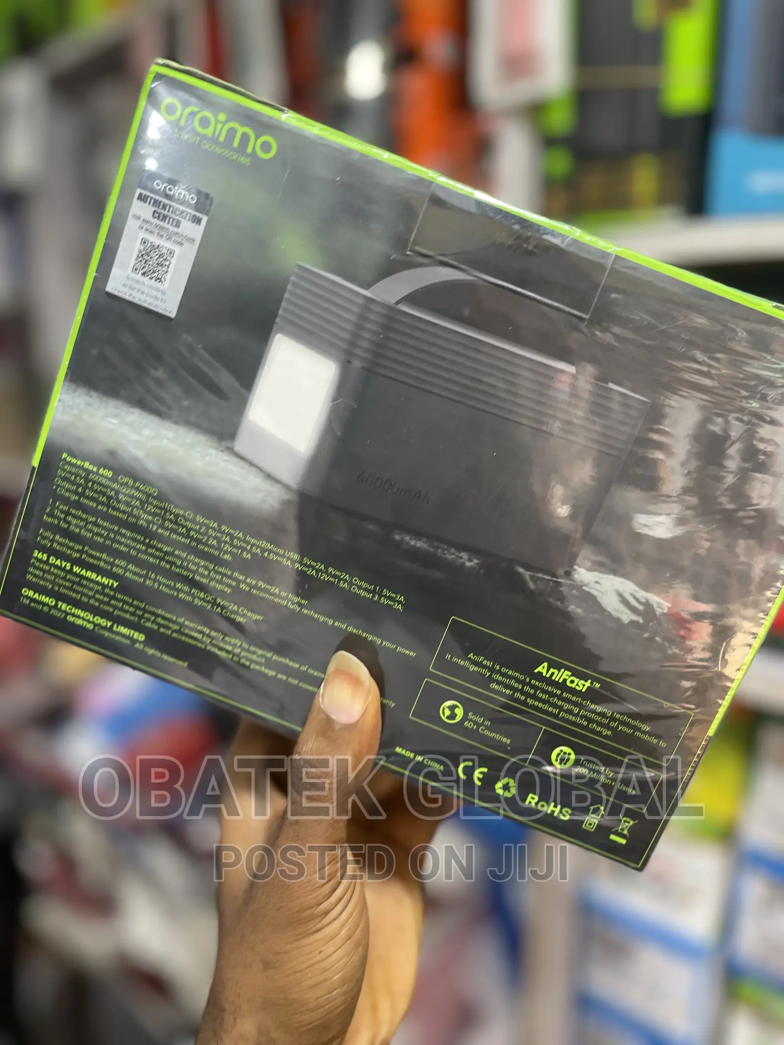 Oraimo 22.5W Super Fast LED Light 60000mah Power Bank