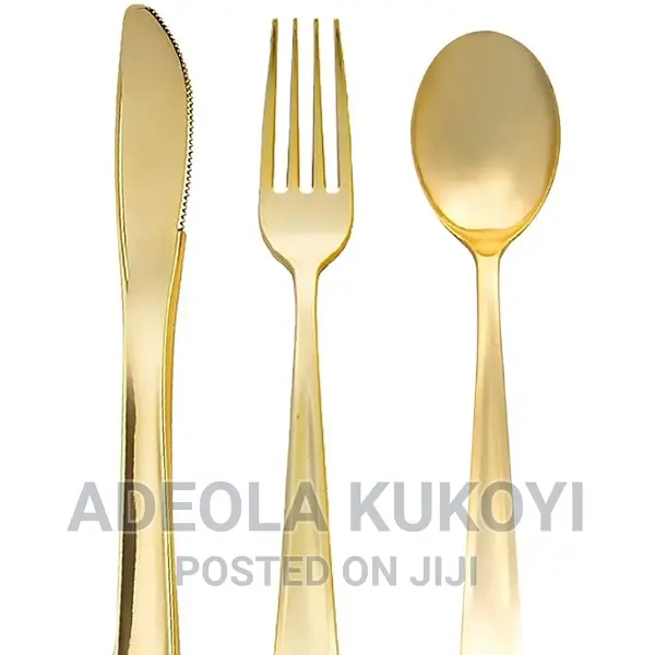 50 Packs of Gold Coated Plastic Disposable Cutlery