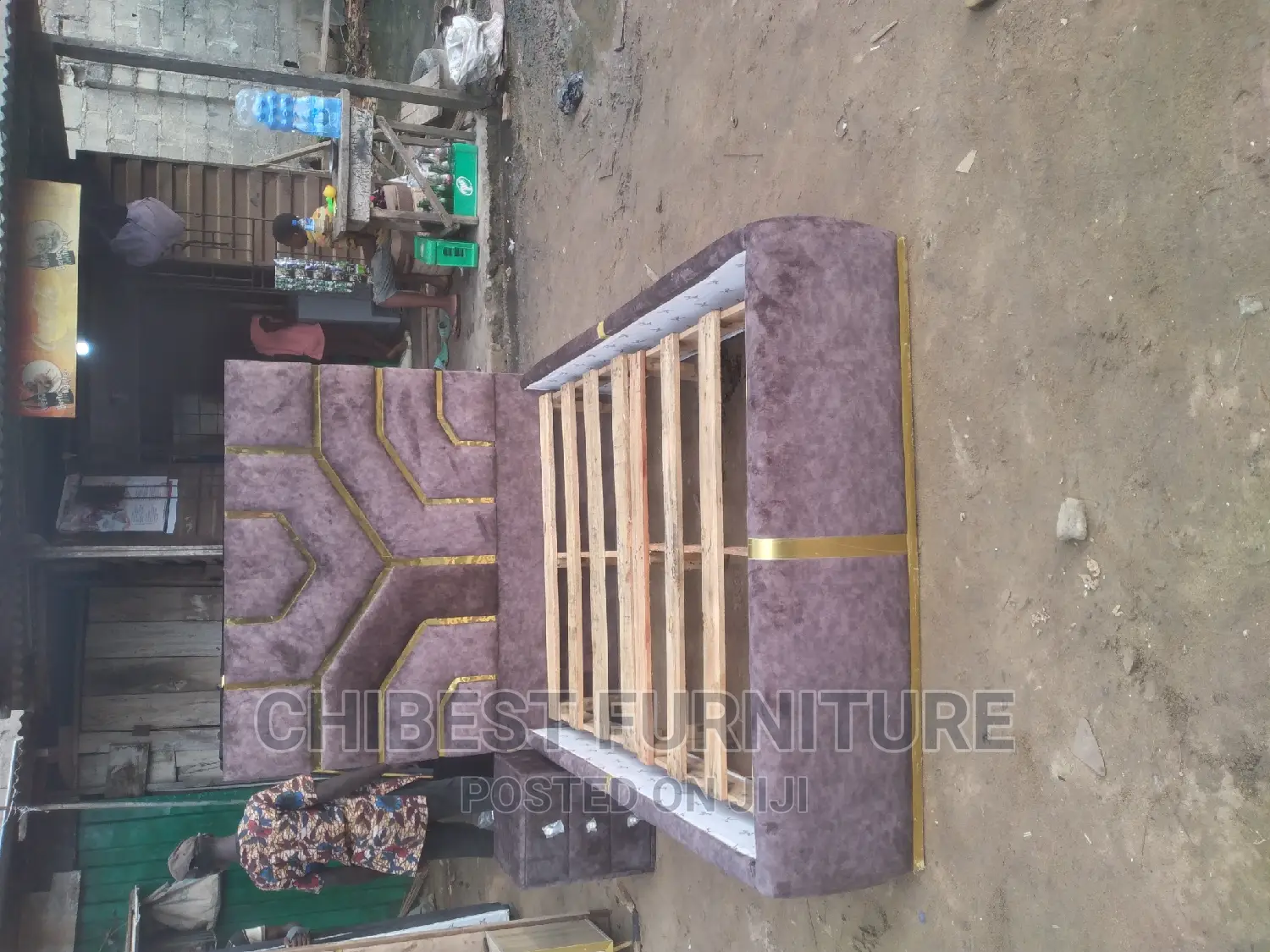 Quality 4.5by6 Upholstery Padded Bed Frame With One Bed Side