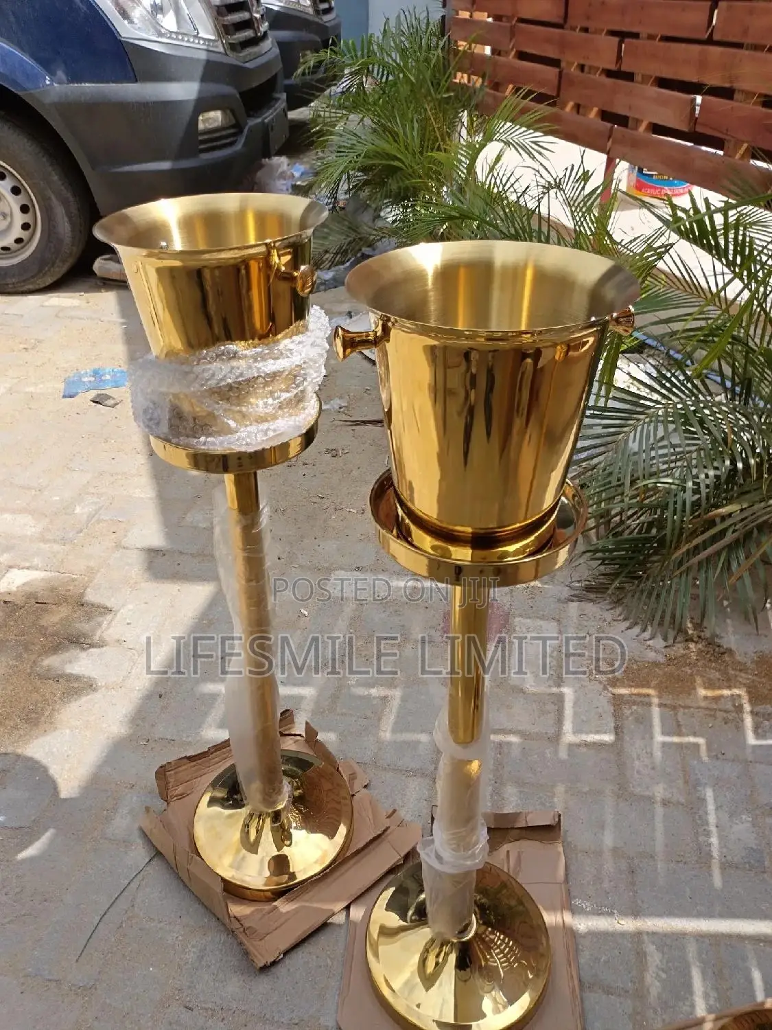 USA Gold Wine Bucket and Stand